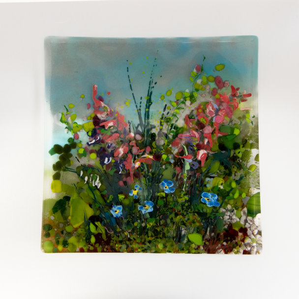 Blue Sky Wildflower Square Plate