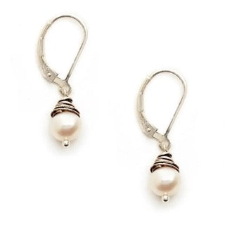 Oxidizied White Pearl Earrings
