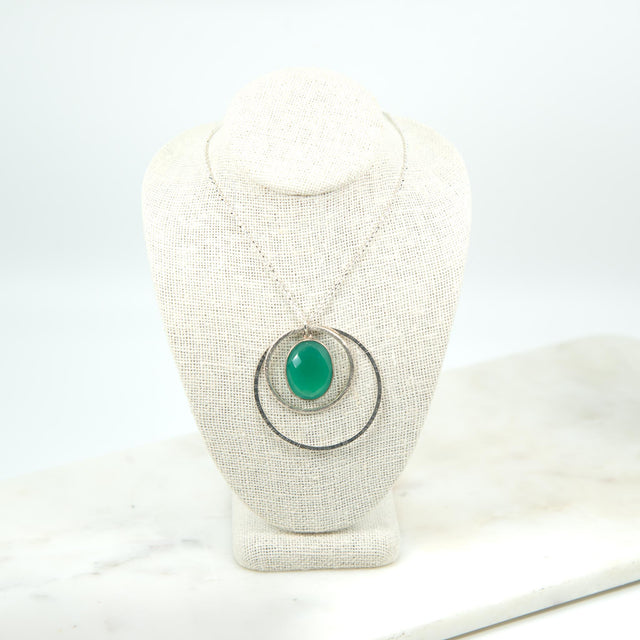 Oval Shaped Green Onyx Necklace
