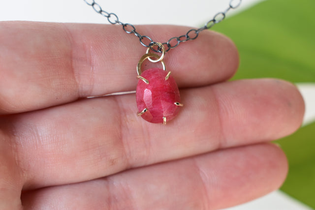 Faceted Ruby Pendant Necklace