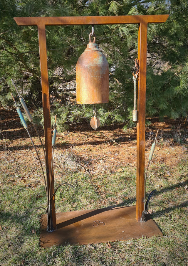 Copper and Verde Green Bell with Stand