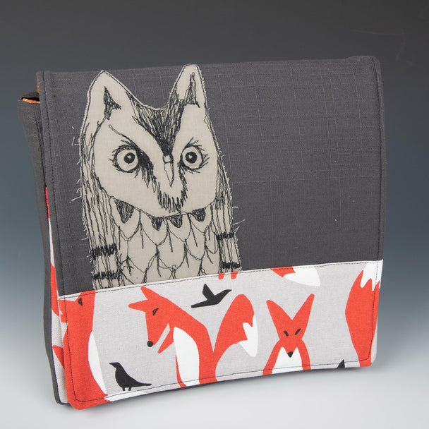 Square Owl and Fox Messenger Bag 