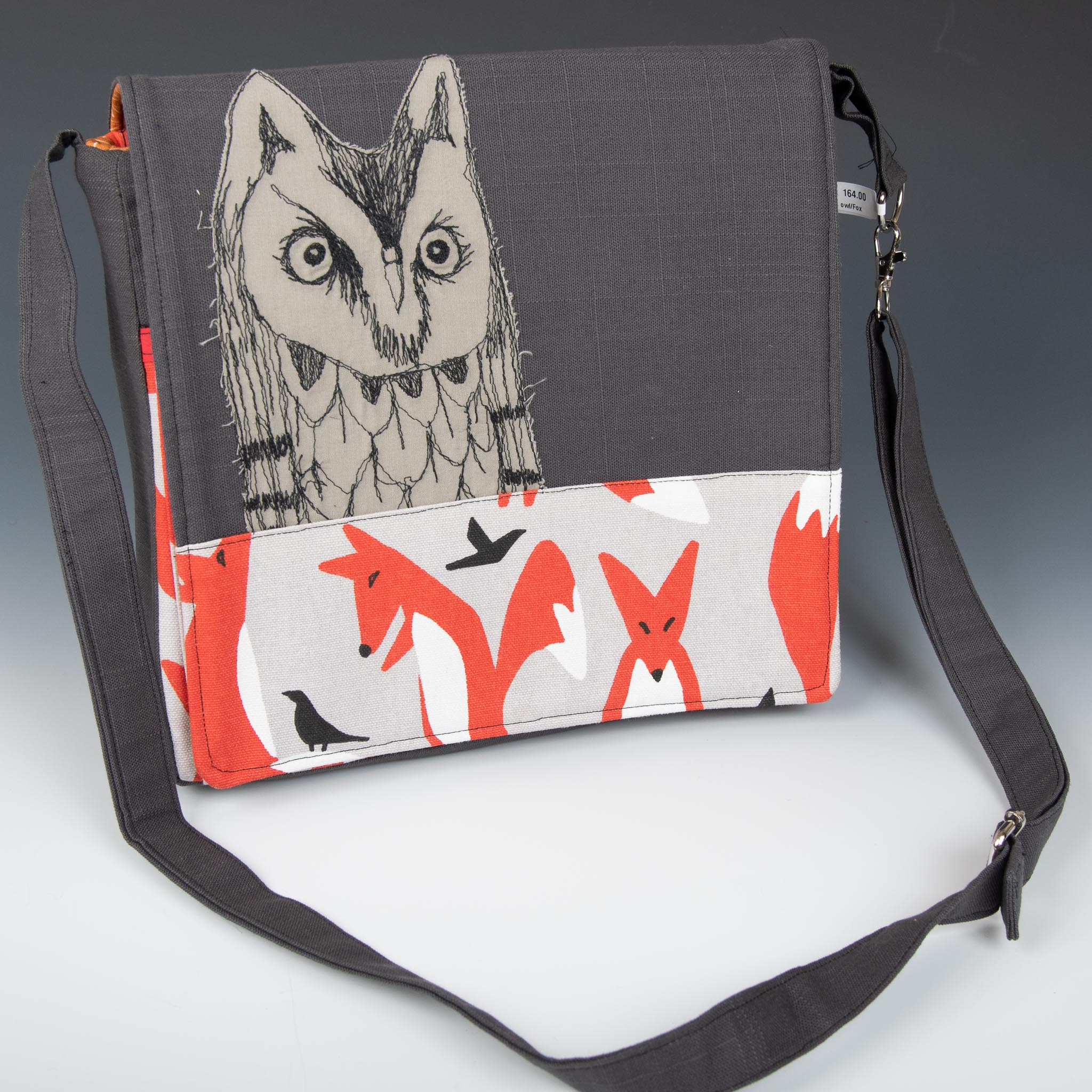 Square Owl and Fox Messenger Bag Plum Bottom Gallery