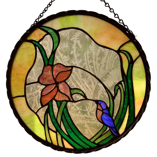 Bluebird, Wildflower Stand Glass Window