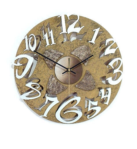 Mod Disk Stone Silver Clock