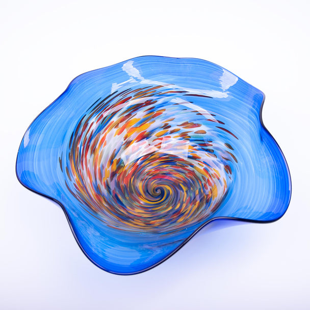 Blue Primo Glass Fluted Bowl