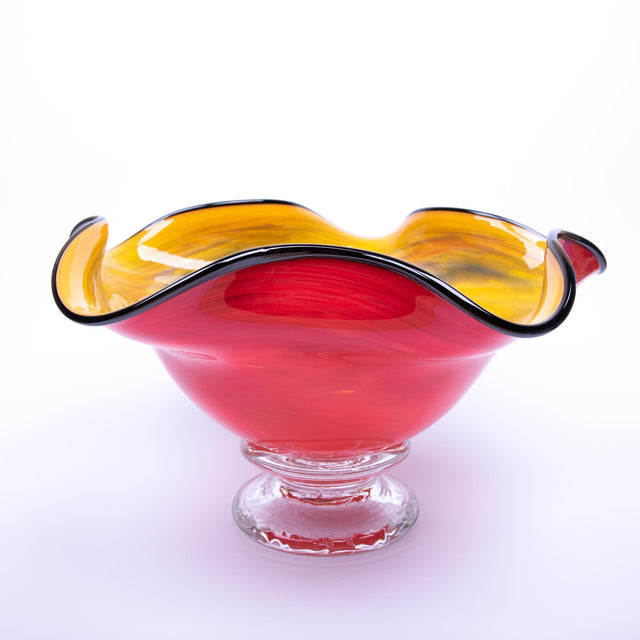 Red, White, and Yellow Wavy Bowl