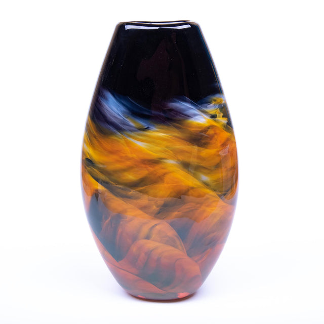 Amber, Black, and White Teardrop Vase