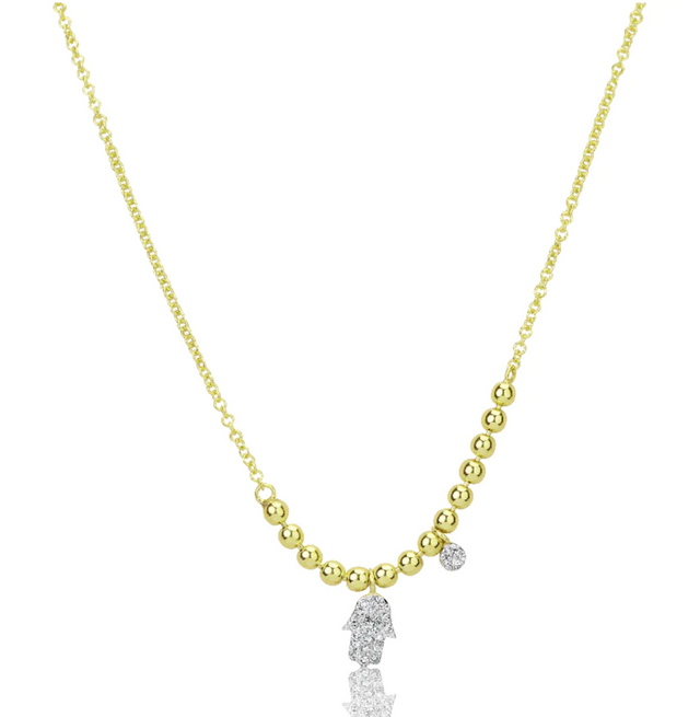 Yellow Gold Hamsa Spot Chain Necklace