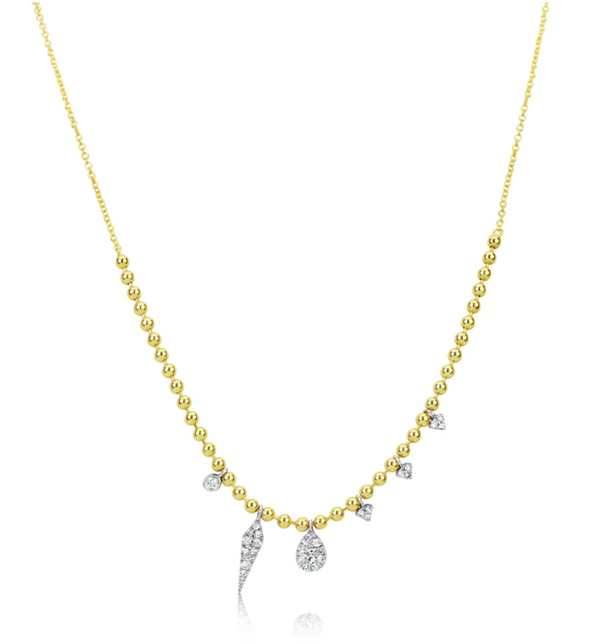 Yellow Gold Ball Chain Charm Necklace