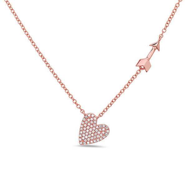 Diamond Heart and Arrow Necklace