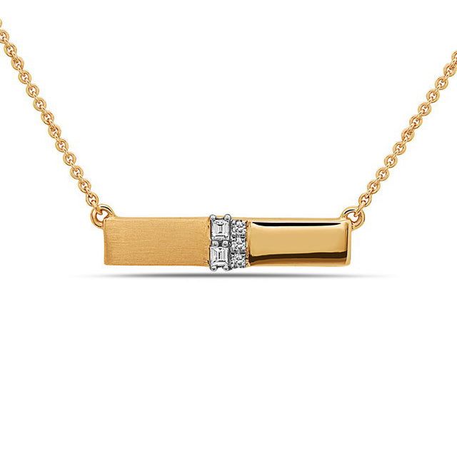 14K Yellow Gold and Diamond Bar Necklace