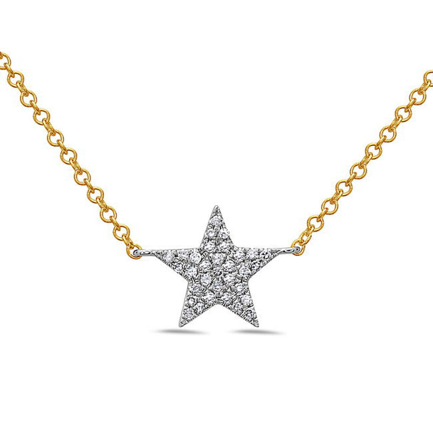 Two Tone Diamond Star Necklace