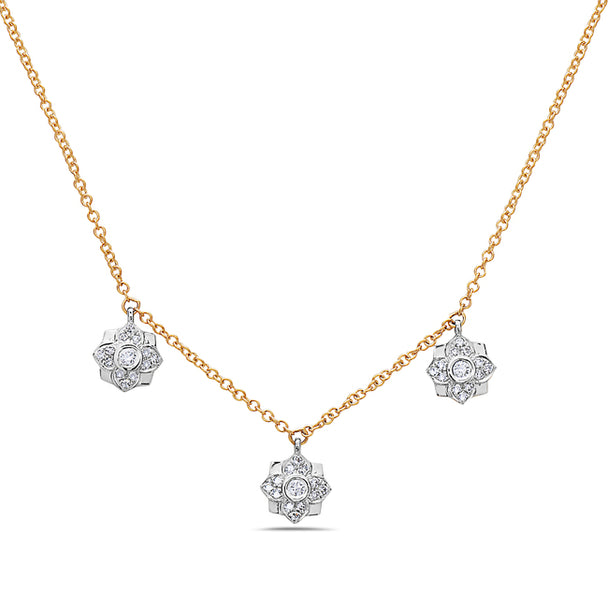 Two Tone Diamond Circle Charm Necklace