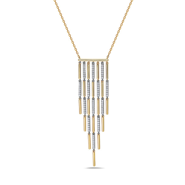 Two Tone Dangling Diamond Necklace