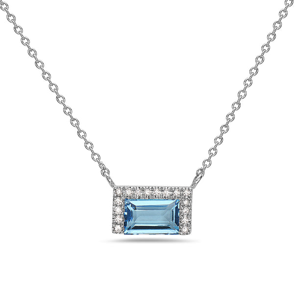 Blue Topaz and Diamond Necklace