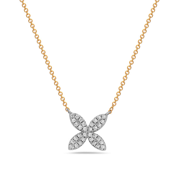 Two Tone Butterfly Diamond Necklace