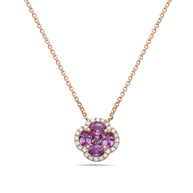 Pink Sapphire Clover Necklace