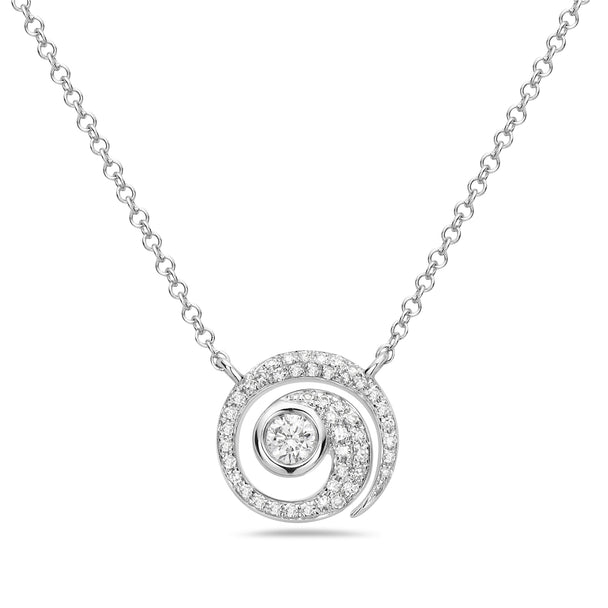 Spiral Diamond Necklace White Gold