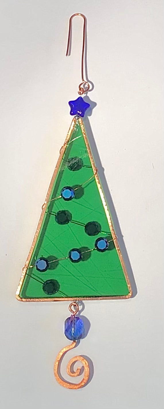 Green Glass Tree Ornament