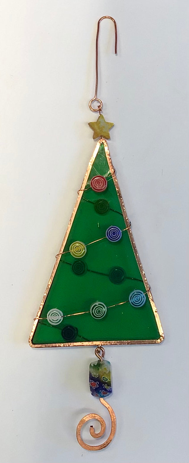 Green Glass Tree Ornament