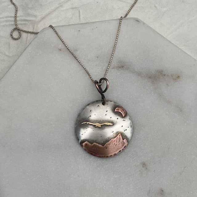 Owl in the Mountains Necklace