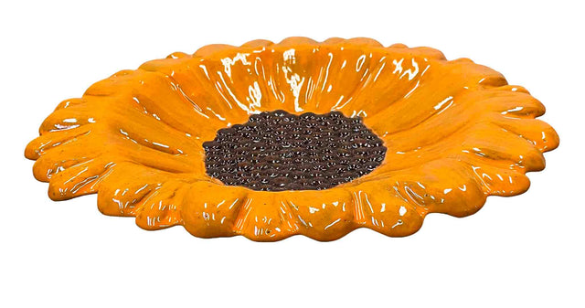 Orange Sunflower Bird Bath Bowl