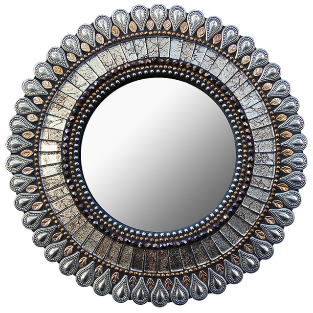 Pewter Drop Circular Mirror