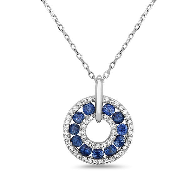 Blue Sapphire Circle Necklace