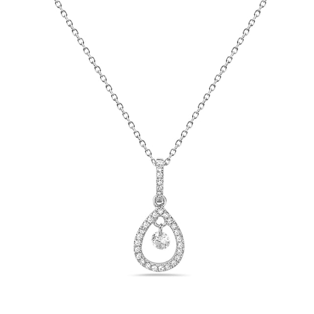 Diamond Oval Halo Necklace
