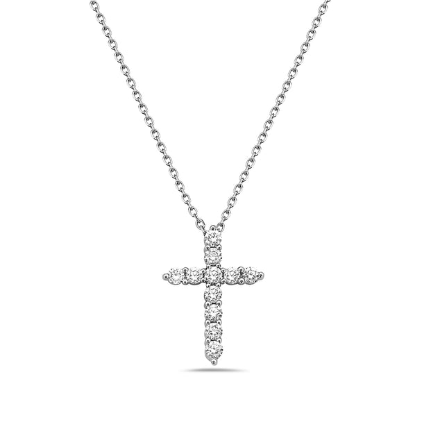 Diamond Cross Pendant Necklac White Gold