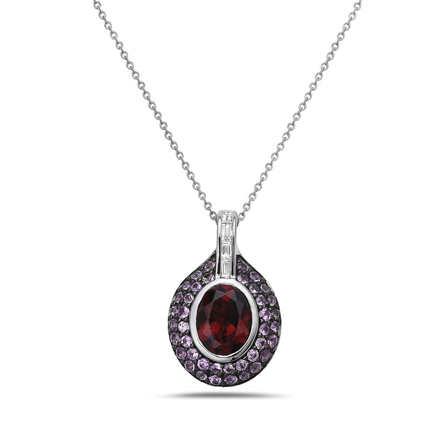 Garnet and Pink Sapphire Pendant Necklace
