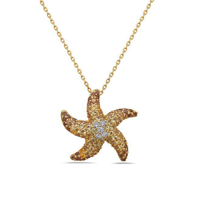 Golden Sapphire Starfish Necklace