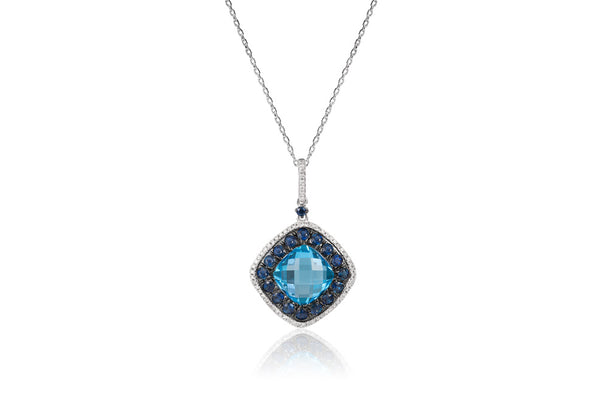 Blue Topaz Diamond Shaped Necklace