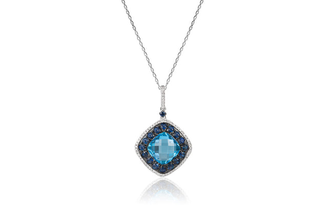Blue Topaz Diamond Shaped Necklace