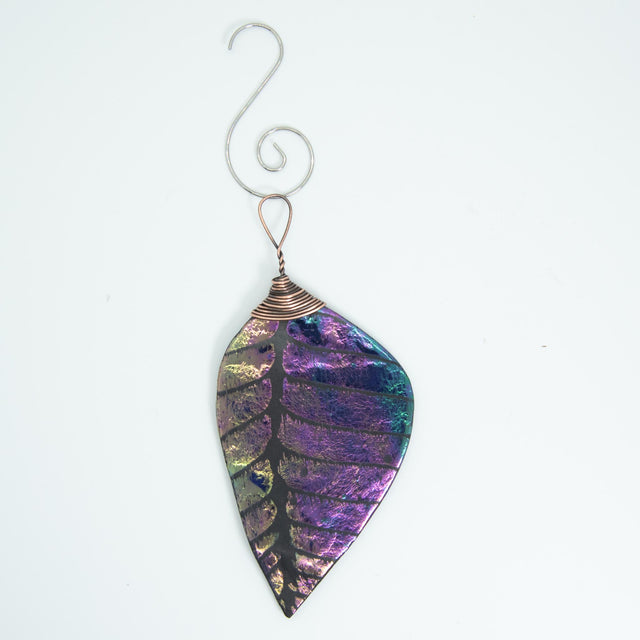 Purple Iridescent Leaf Ornament