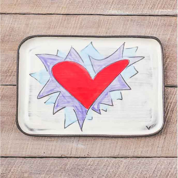 Violet Flaming Heart Rectangle Plate