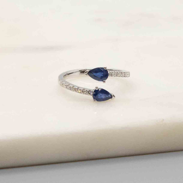 Double Sapphire and Diamond Ring