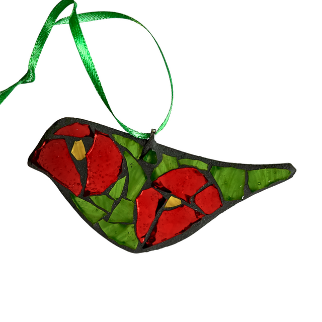Red Poppy Bird Ornament