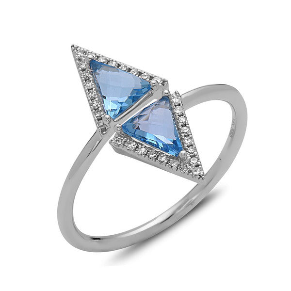 Blue Topaz Diamond Shaped Ring