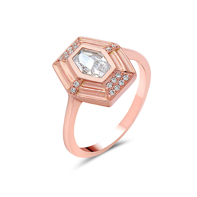 Rose Gold Diamond Hexagon Ring
