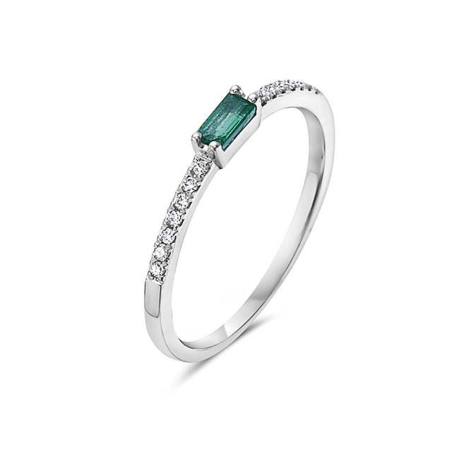 Emerald Baugette and Diamond Ring