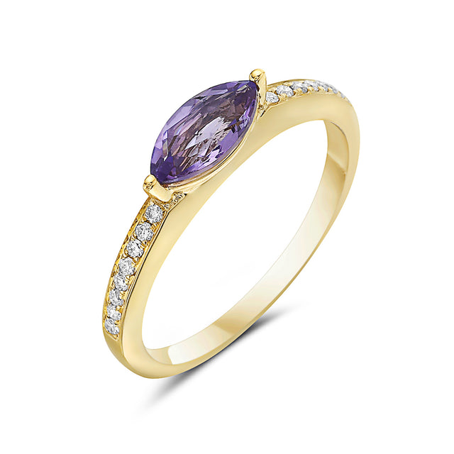 Marquise Shaped Amethyst Ring