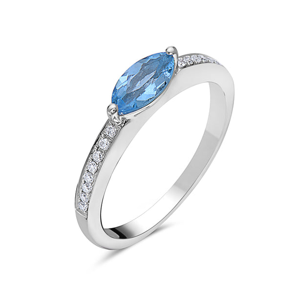Marquiuse Shaped Blue Topaz Ring