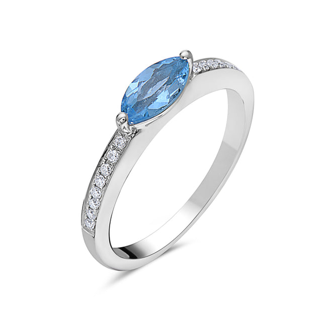 Marquise Shaped Blue Topaz Ring