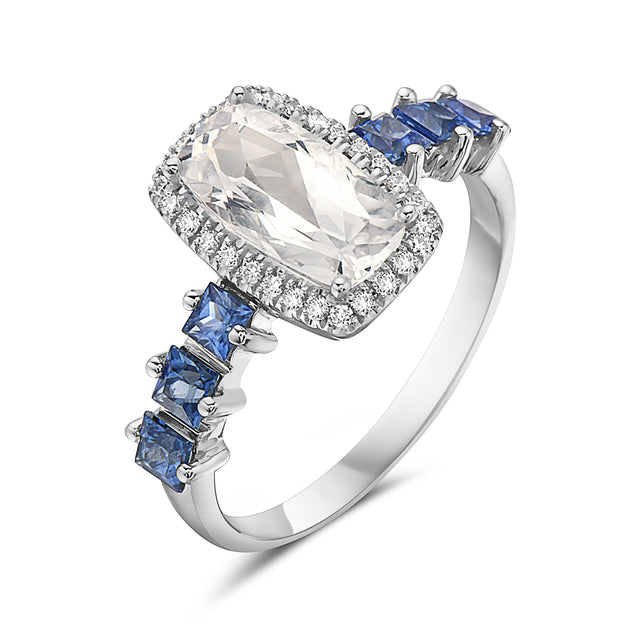 Quartz, Sapphire and Diamond Ring