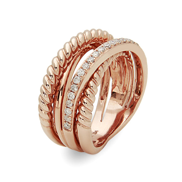 Rose Gold Diamond Crossover Ring