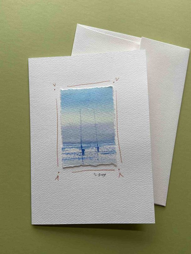 Sailboats Hand-Painted Card