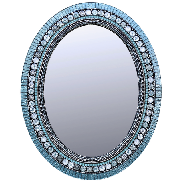 Silver Haze Oval Mirror