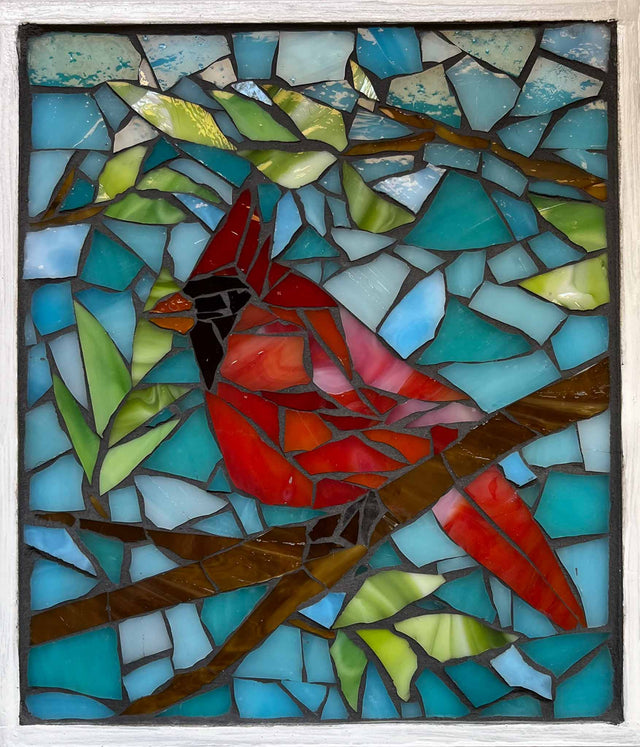 Spring Cardinal Glass Mosaic